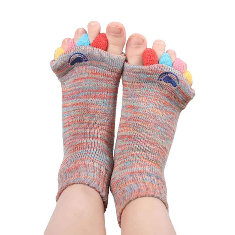 YIWUMI Toe Separator Alignment Sock，Foot Alignment Socks Yoga Gym Massage Toeless  Socks Pain Relief Improves Circulation Stretchy Happy Feet Socks for Women  Men 