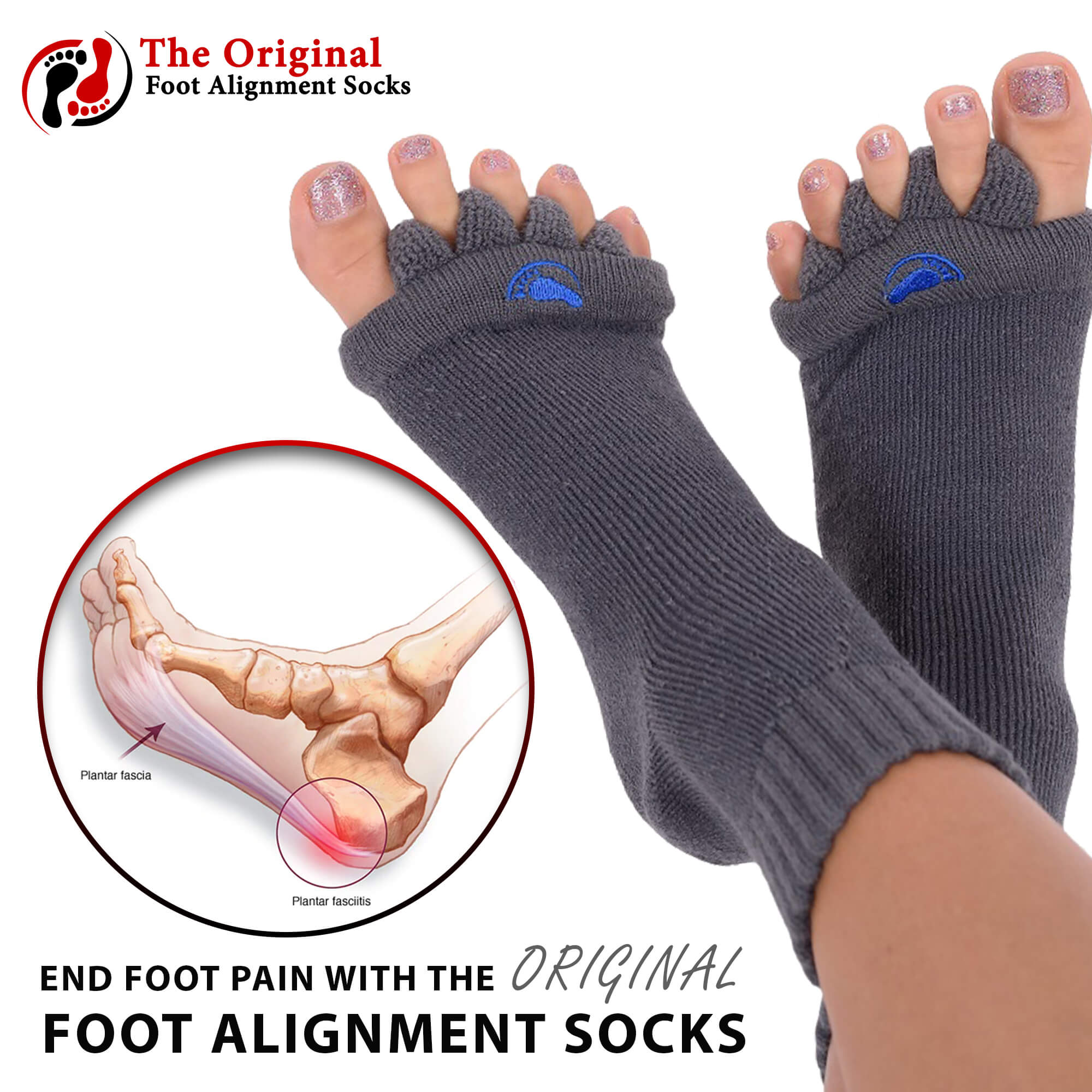 My Happy Feet Socks - Original Toe Alignment Socks L/Shoe 10+ 