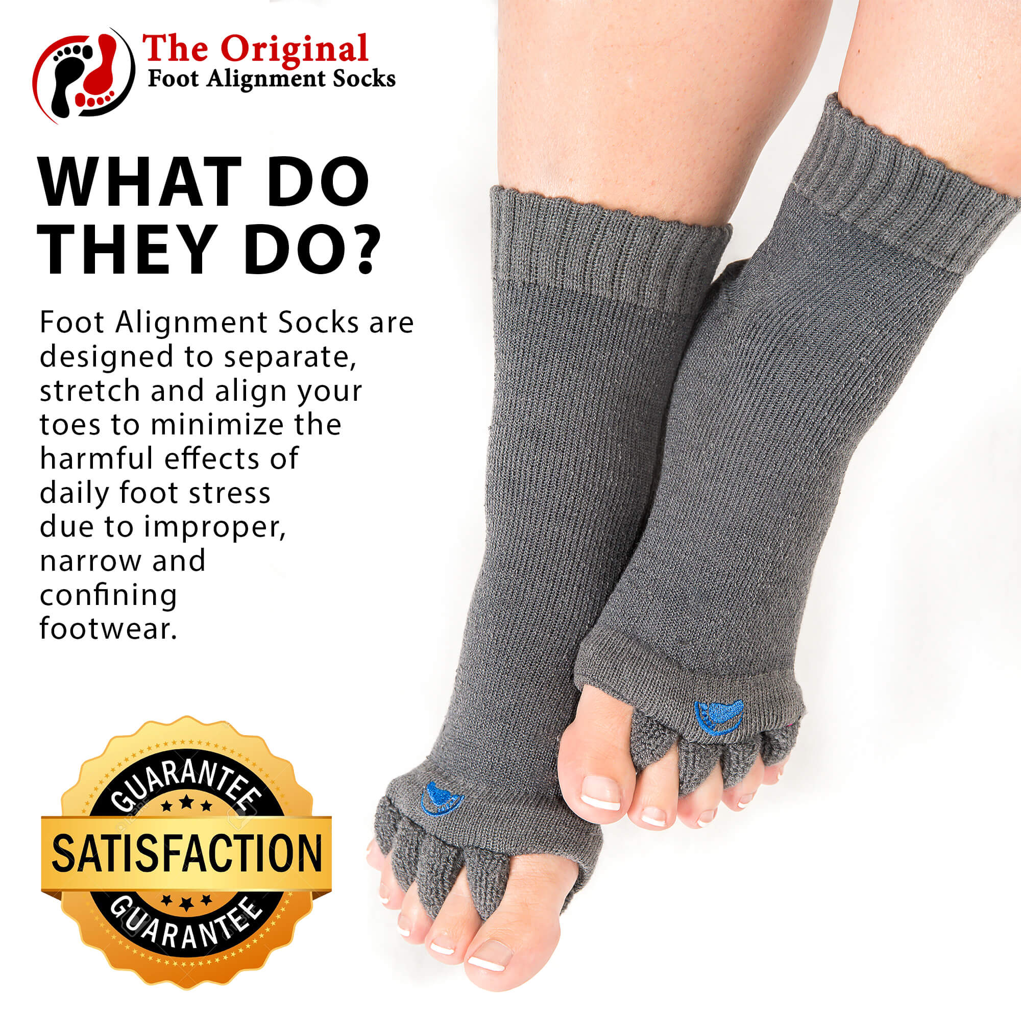 Foot Alignment Socks with Toe Separators by My Happy Feet, for  Men or Women